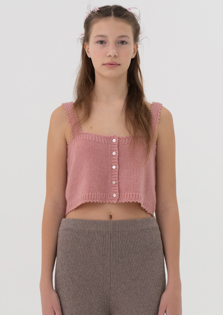 [REORDER]Via Bonny short knit vest_pink